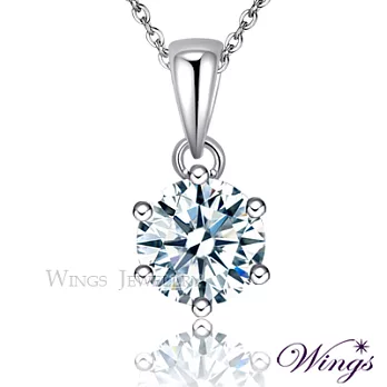 Wings 925純銀 經典六爪鑲 八心八箭一克拉單顆美鑽完美方晶鋯石項鍊