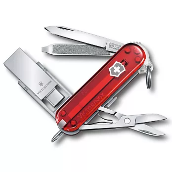 VICTORINOX 瑞士維氏迷你8用USB瑞士刀-透明紅