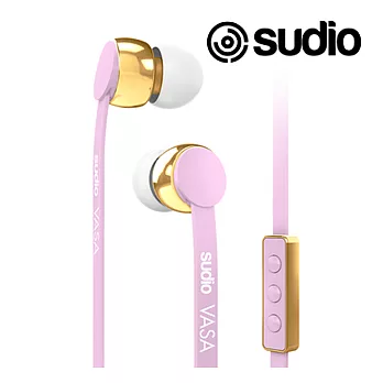 瑞典設計 Sudio VASA耳道式扁線耳機(Apple專用/附真皮保護套)粉