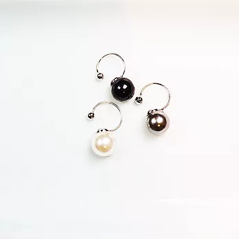 Kitch 奇趣設計 單顆珍珠耳環 免耳洞/耳夾/耳骨夾白色