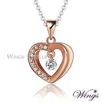 Wings 閃亮之心 燦動方晶鋯石精鍍玫瑰金項鍊