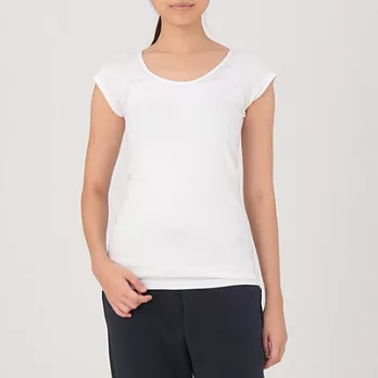 [MUJI無印良品]女有機棉針織無側縫法式袖衫/2入L白色