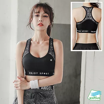 【BODYAIR嚴選】數碼高包覆運動內衣(健身.瑜珈.慢跑.運動BRA) M 黑