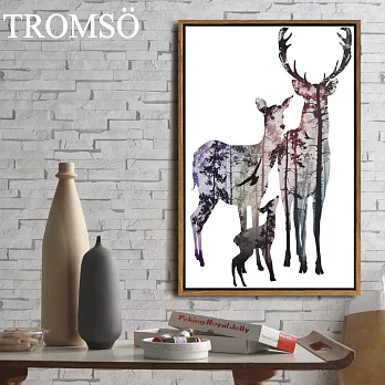 TROMSO北歐風尚板畫有框畫-麋鹿家庭40X60CM