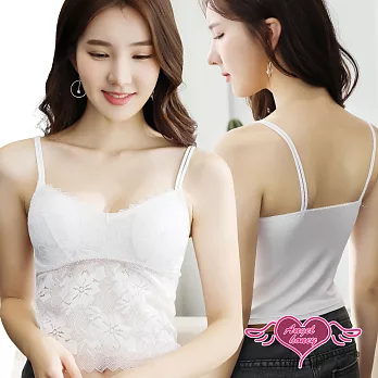 天使霓裳 小可愛 純淨花盛 細肩帶蕾絲內搭背心內衣(白F)F白