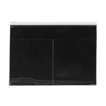 [MUJI無印良品]單面透明小物袋.附口袋/深灰.B5