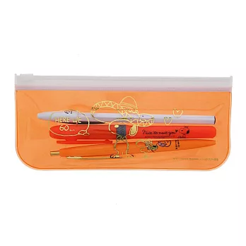 《sun-star》SNOOPY玩色系列BIC經典筆&PVC夾鏈筆袋組(墨西哥橘)