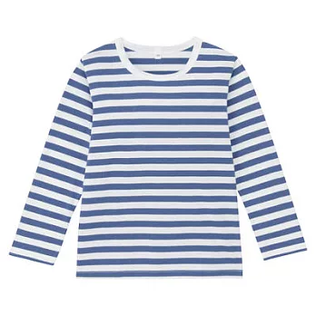 [MUJI無印良品]兒童有機棉每日兒童服橫紋長袖T恤120藍色