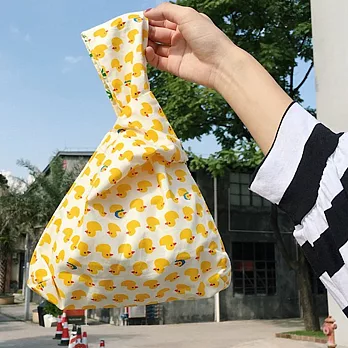AmaZing 午餐外出小提袋-日系和風簡約套結手腕袋 (5色任選)小黃鴨