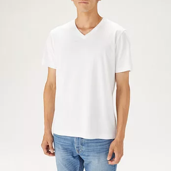 [MUJI無印良品]男有機棉V領短袖T恤XL白色