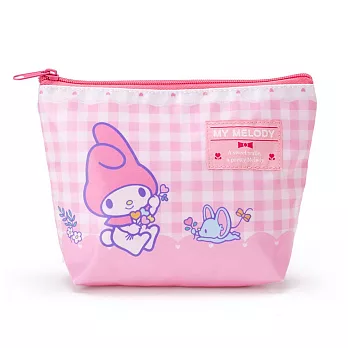 Sanrio 美樂蒂防潑水輕便化妝包M(格子花園)