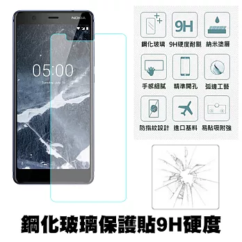 【SHOWHAN】NOKIA 5.1 (5.5吋) 9H鋼化玻璃0.3mm疏水疏油高清抗指紋保護貼(半版)