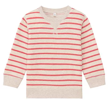 [MUJI無印良品]幼兒有機棉混柔軟裏毛圓領衫100紅橫紋