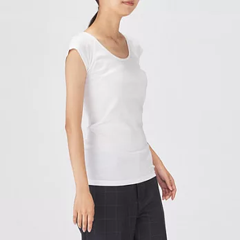 [MUJI無印良品]女有機棉針織無側縫法式袖衫/2入XL白色