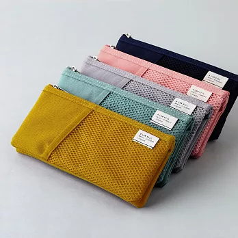 Livework 休閒風雙層對摺收納筆袋V2-芥末黃