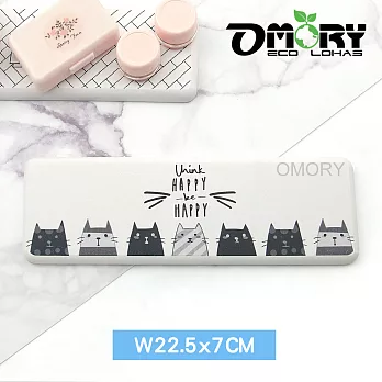 【OMORY】 長形彩印珪藻土吸水皂墊/吸水墊7*22.5CM-Happy Cats