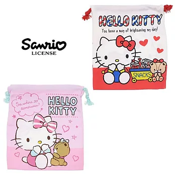 【日本正版授權】凱蒂貓 束口袋/收納袋/抽繩束口袋 Hello Kitty -紅色款