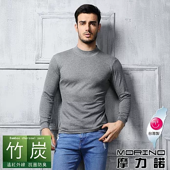 【MORINO摩力諾】台灣製造竹炭保暖長袖高領T恤M灰色