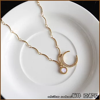 『坂井．亞希子』簡約時尚月亮寶石鑲鑽造型項鍊