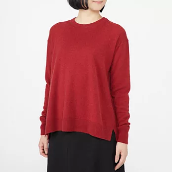 [MUJI無印良品]女氂牛毛混羊毛圓領針織衫XL紅色