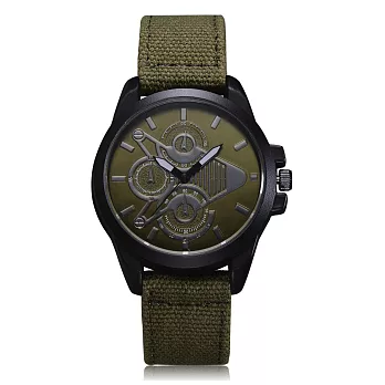 Watch-123 仿三眼特種兵潮流軍風帆布手錶 (2色任選)橄欖綠