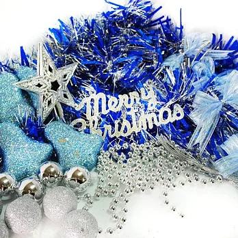 聖誕裝飾配件包組合~藍銀色系 (2尺(60cm)樹適用)(不含聖誕樹)(不含燈)YS-DS02003藍銀色系
