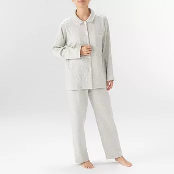 [MUJI無印良品]女有機棉混無側縫針織刺縫家居睡衣S灰色
