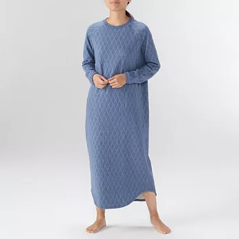 [MUJI無印良品]女有機棉混針織刺縫家居連身裙M深藍