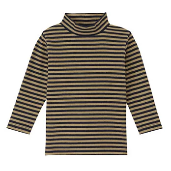 [MUJI無印良品]幼兒有機棉混起毛針織橫紋短領長袖T恤80駝色橫紋