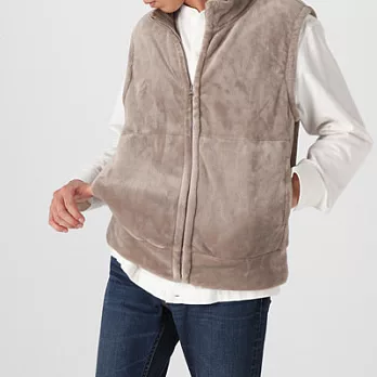 [MUJI無印良品]男聚酯纖維暖纖毛保暖拉鍊背心~XL米色