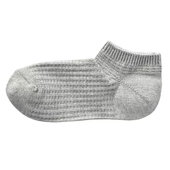 [MUJI無印良品]女有機棉混鬆餅紋淺口直角襪灰色23~25cm