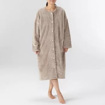 [MUJI無印良品]女聚酯纖維暖纖毛保暖家居連身裙L淺米