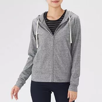 [MUJI無印良品]女棉混拉鍊連帽外套L灰色