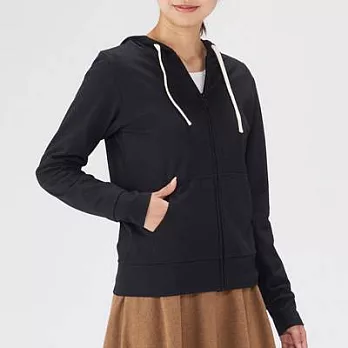 [MUJI無印良品]女棉混拉鍊連帽外套S黑色
