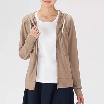 [MUJI無印良品]女棉混拉鍊連帽外套L摩卡棕