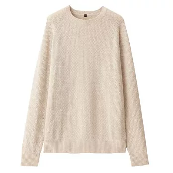 [MUJI無印良品]男有機棉鹿子織圓領針織衫L粉米