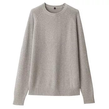 [MUJI無印良品]男有機棉鹿子織圓領針織衫L灰色