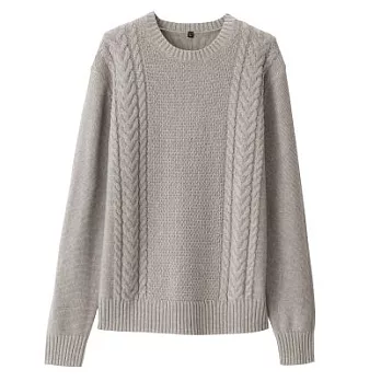 [MUJI無印良品]男有機棉織紋圓領針織衫L灰色