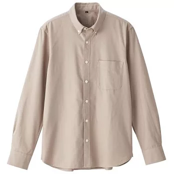[MUJI無印良品]男新疆棉胚布染牛津布扣領襯衫M灰棕