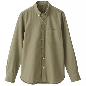 [MUJI無印良品]男新疆棉胚布染牛津布扣領襯衫M卡其綠