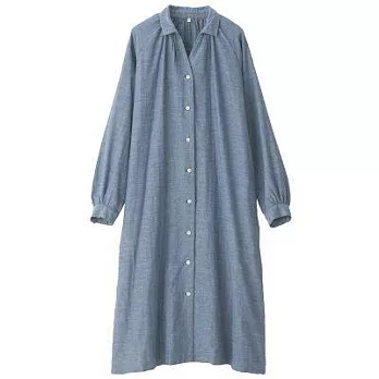 [MUJI無印良品]女印度棉二重紗織襯衫洋裝XS~S煙燻藍