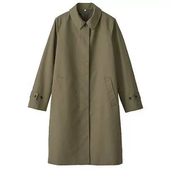 [MUJI無印良品]女棉混撥水加工折領大衣L卡其綠