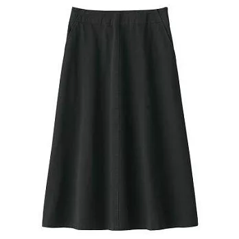 [MUJI無印良品]女有機棉縱橫彈性綾織舒適寬擺裙L黑色
