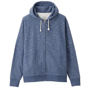 [MUJI無印良品]男棉混節紗裏毛拉鍊連帽外套S深藍