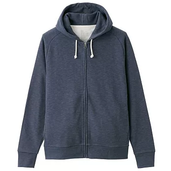 [MUJI無印良品]男棉混節紗裏毛拉鍊連帽外套S暗藍