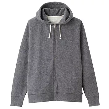 [MUJI無印良品]男棉混節紗裏毛拉鍊連帽外套S墨灰