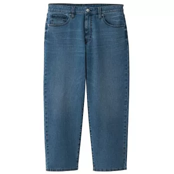 [MUJI無印良品]男有機棉混縱橫彈性丹寧寬版褲M藍色