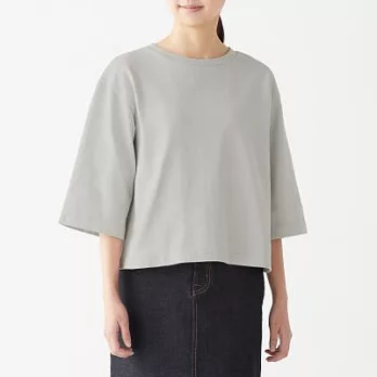 [MUJI無印良品]女有機棉粗織天竺寬袖T恤XS~S淺灰
