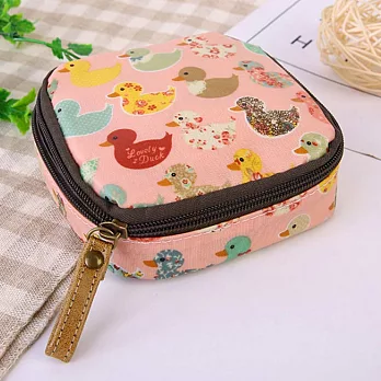 AmaZing 韓國布藝防水大容量拉鍊化妝包 (10款任選)小花鴨