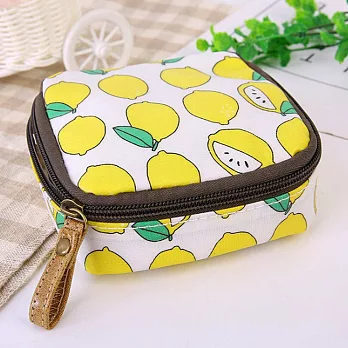 AmaZing 韓國布藝防水大容量拉鍊化妝包 (10款任選)檸檬